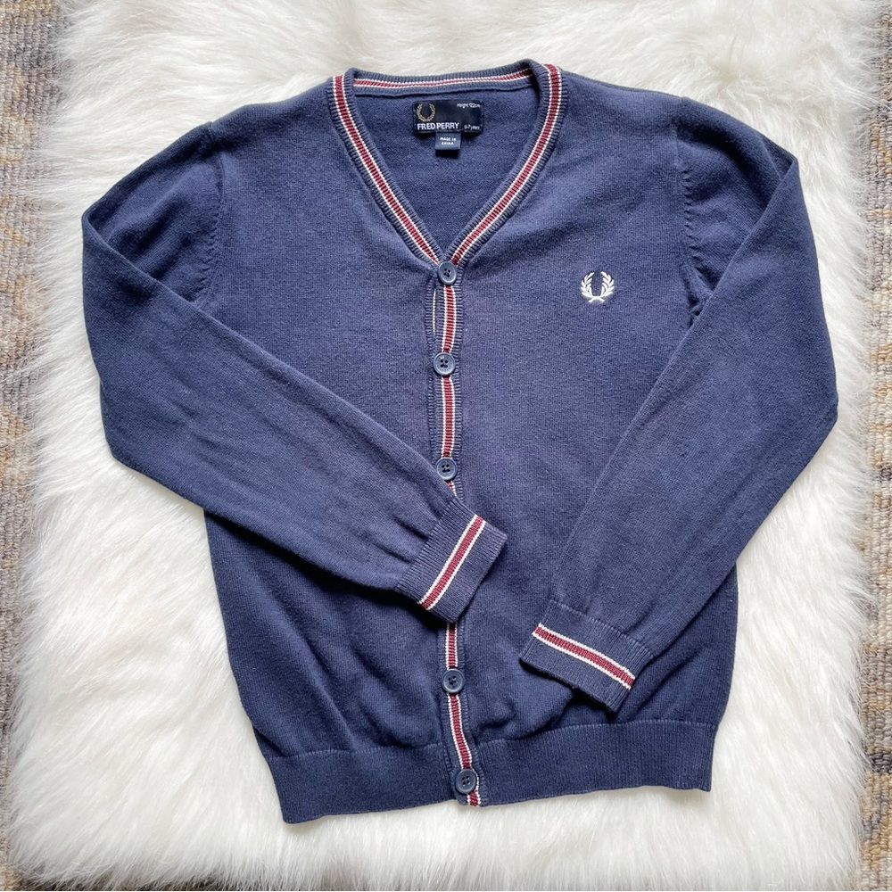 Kids Fred Perry Cardigan Sweater